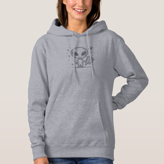 Alien loves pizza hoodie (Front)