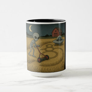 Alien Makes Crop Circles Fun Science Fiction Art Mug