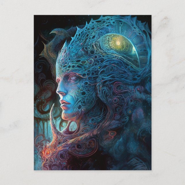 Alien Man Surreal Sci-Fi Art Postcard (Front)