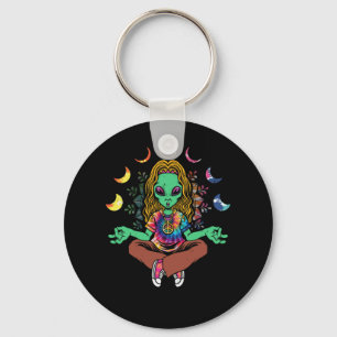 Alien Mandala Meditation Transcendental Lotus Yoga Key Ring