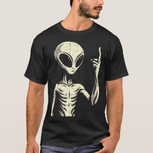 Alien Middle Finger Funny Ufo Extraterrestrial Men T-Shirt