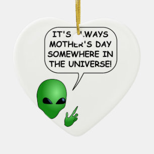 Alien Mother's Day Ceramic Ornament
