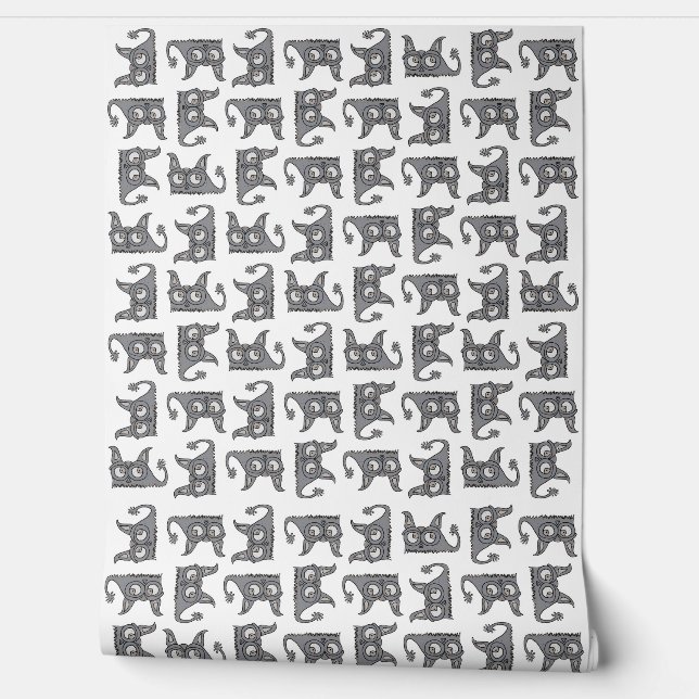 Alien mouse hand drawn illustration motif seamless wallpaper (Unrolling)