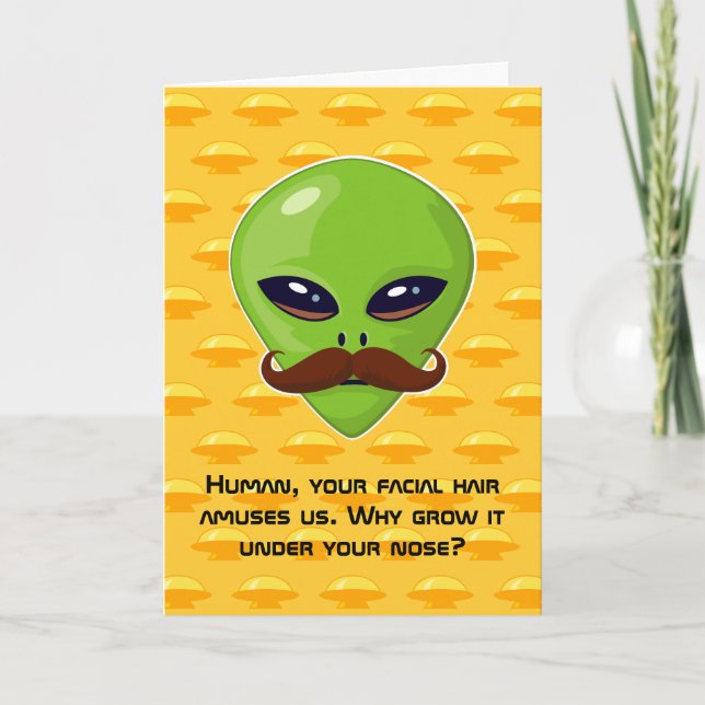 Alien Moustache (birthday) Card (Front)