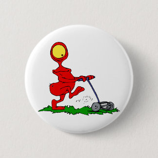 Alien Mowing Lawn 6 Cm Round Badge