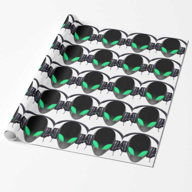 Alien Music Lover DJ - Smooth Cetacean Wrapping Paper (Unrolled)