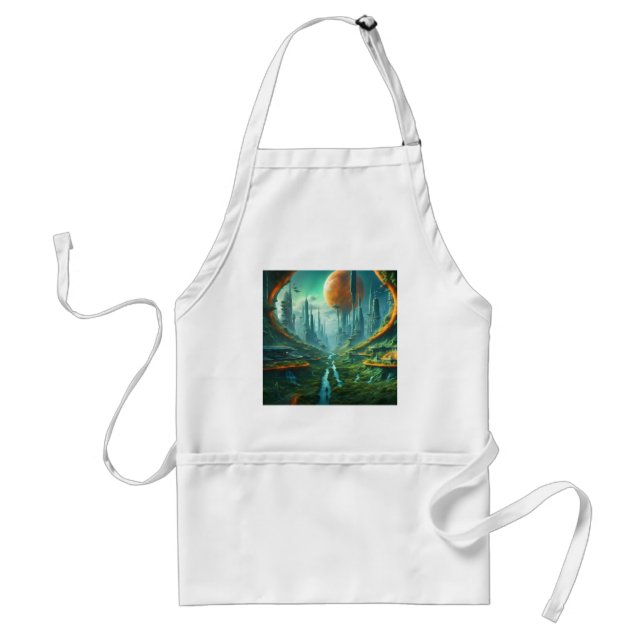 Alien Nature & Futuristic City Surreal Sci-Fi Art Standard Apron (Front)