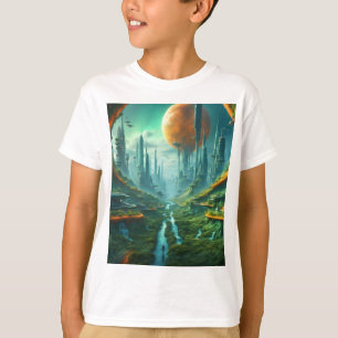 Alien Nature & Futuristic City Surreal Sci-Fi Art T-Shirt