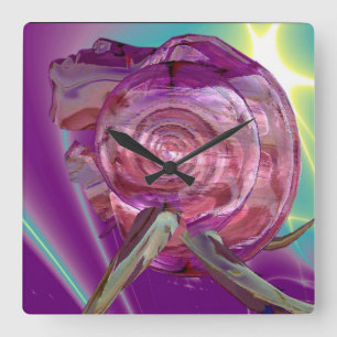 ALIEN NEREIDE /NYMPH OF WATER,PINK SEASHELL Sci-Fi Square Wall Clock