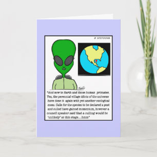 Alien News Reader Birthday Card