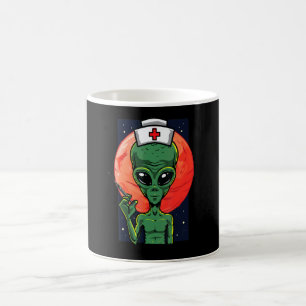 Alien Nurse Holding Needle Syringe Coffee Mug