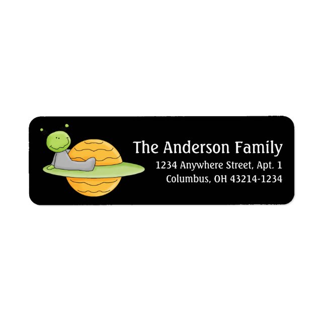 Alien on Planet Space Theme Return Address Label (Front)