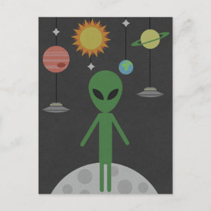 Alien on the Moon Postcard
