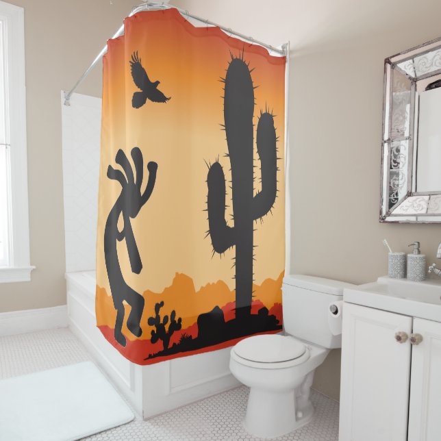 Alien or Life Form Desert Kokopelli Shower Curtain (In Situ)