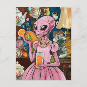 Alien Orange Juice in the City Postcard