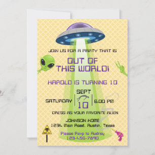 Alien Out of the World Any Age Birthday Invitation