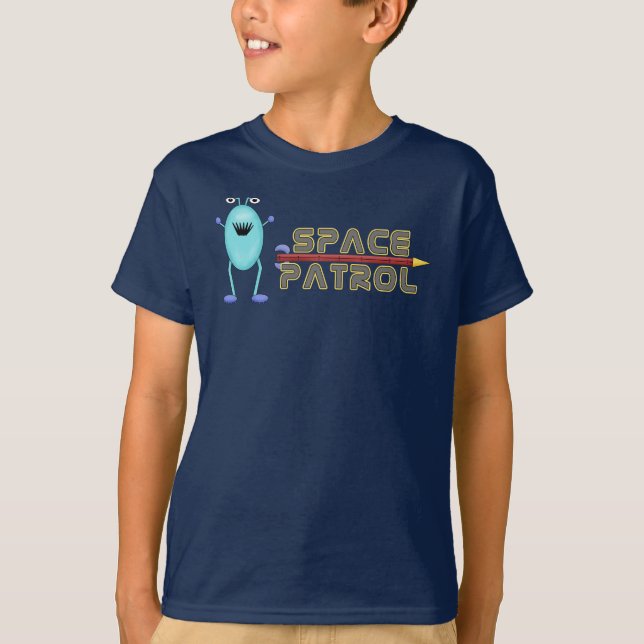 Alien Outer Space Rocket Design Print Art T-Shirt (Front)