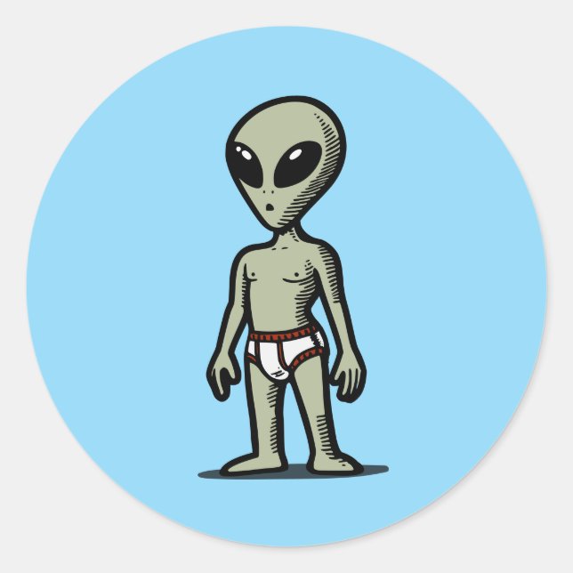 Alien Pants Classic Round Sticker (Front)