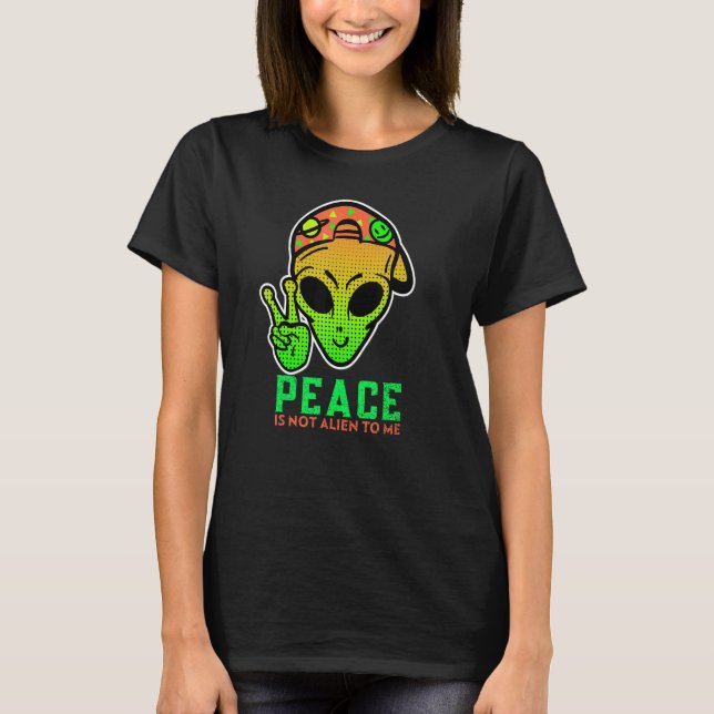 Alien Peace Cool  Cute Ufo  Birthday T-Shirt (Front)