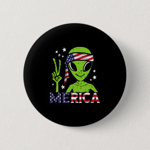 Alien peace hand merica fourth july 4th patriotic 6 cm round badge
