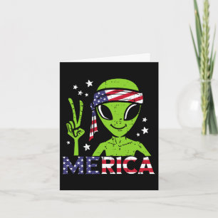 Alien peace hand merica fourth july 4th patriotic card