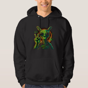Alien Peace Hand Sign UFO Spaceship Hoodie