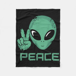 Alien Peace Hippie Ufo Fleece Blanket