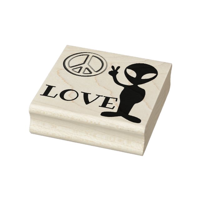 Alien peace sign - Love Rubber Stamp (Stamp)