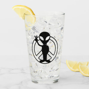 Alien Peace Sign Pint Drinking Glass