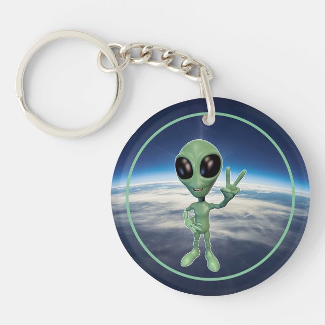 Alien - Peace V Sign Key Ring (Front)