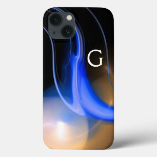 ALIEN PEARL / BLUE BLACK WHITE ABSTRACT Monogram iPhone 13 Case