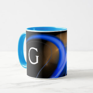 ALIEN PEARL Blue Orange Black Fractals Mug