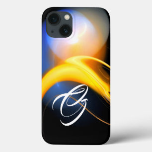 ALIEN PEARL MONOGRAM White Yellow Fractal Swirls iPhone 13 Case