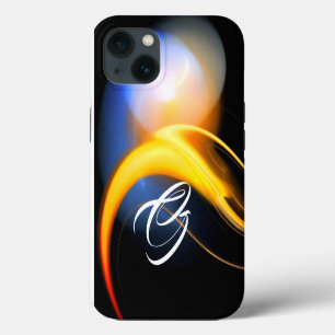 ALIEN PEARL MONOGRAM White Yellow Fractal Swirls iPhone 13 Case