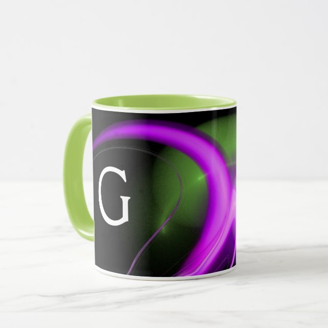 ALIEN PEARL Purple Green Black Fractals Mug (Front Left)