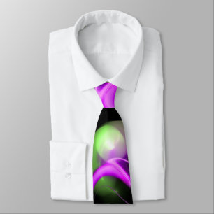 ALIEN PEARL Purple Green Fractal Swirls in Black Tie
