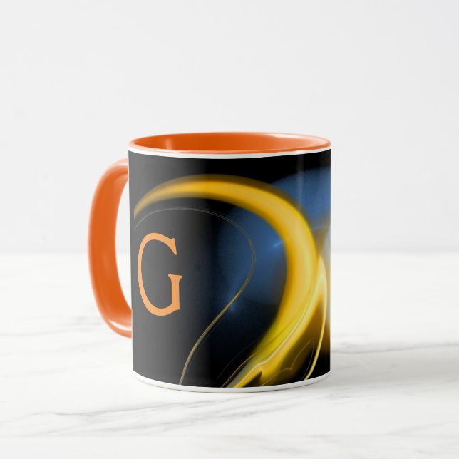 ALIEN PEARL Yellow Orange Blue Black Fractals Mug (Front Left)