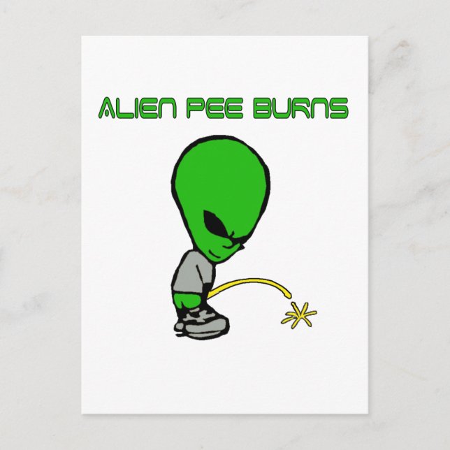 Alien Pee Burns Postcard (Front)