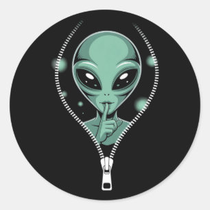 Alien Peeping Classic Round Sticker