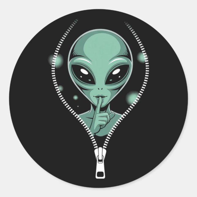 Alien Peeping Classic Round Sticker (Front)