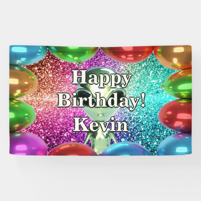 Alien Personalised character birthday banner (Horizontal)
