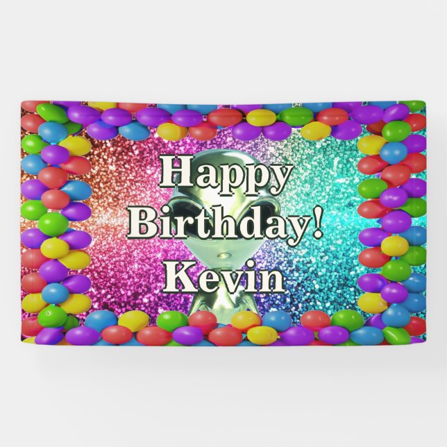 Alien Personalised character birthday banner (Horizontal)