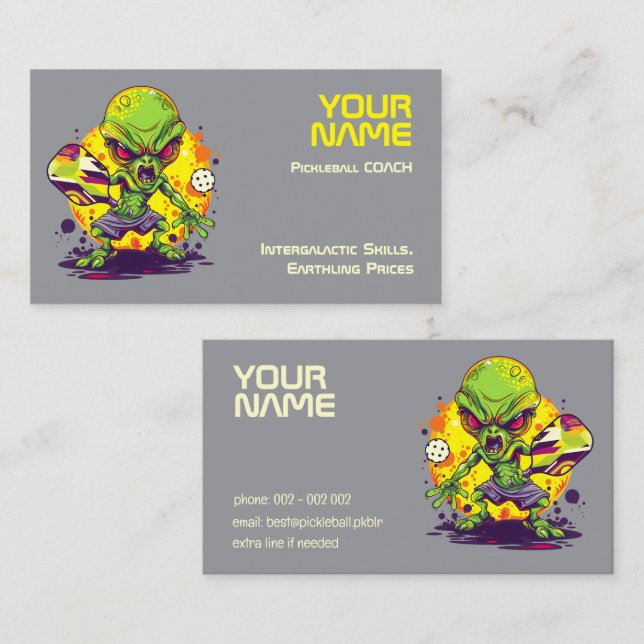 Alien pickleball coach business card (Front/Back)