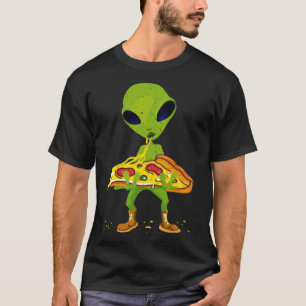 Alien Pizza Eating Peace Funny Space Food Lover T-Shirt