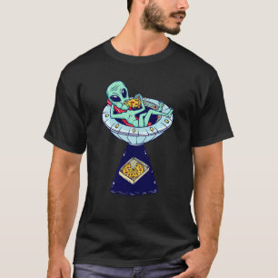 Alien Pizza Illustration  Space  Ufo Graphic T-Shirt