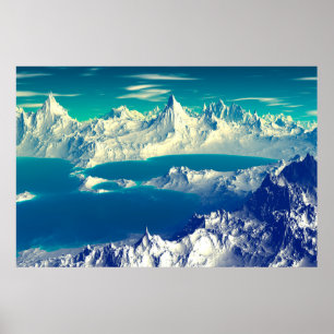 Alien Planet - 3D ed Computer Artwork. Rocks and s Poster