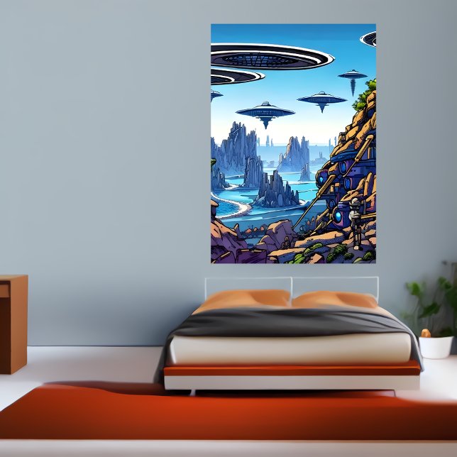 Alien planet, alien flying machine | AI Art Poster (Creator Uploaded)