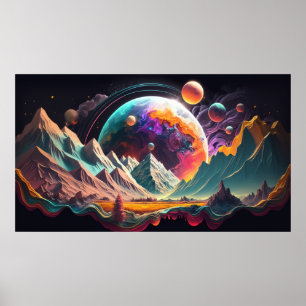 Alien planet illustration poster