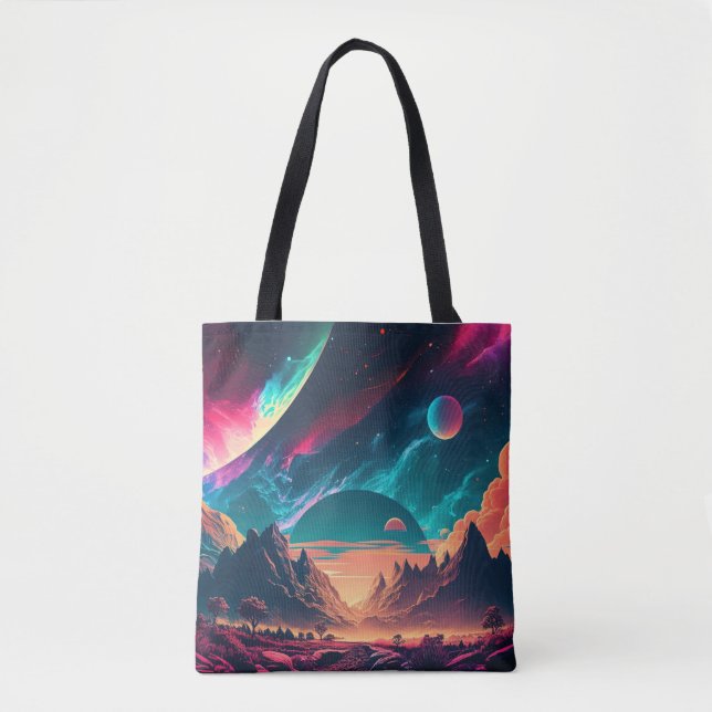 Alien planet landscape background tote bag (Front)
