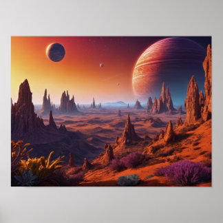Alien Planet Landscape Poster